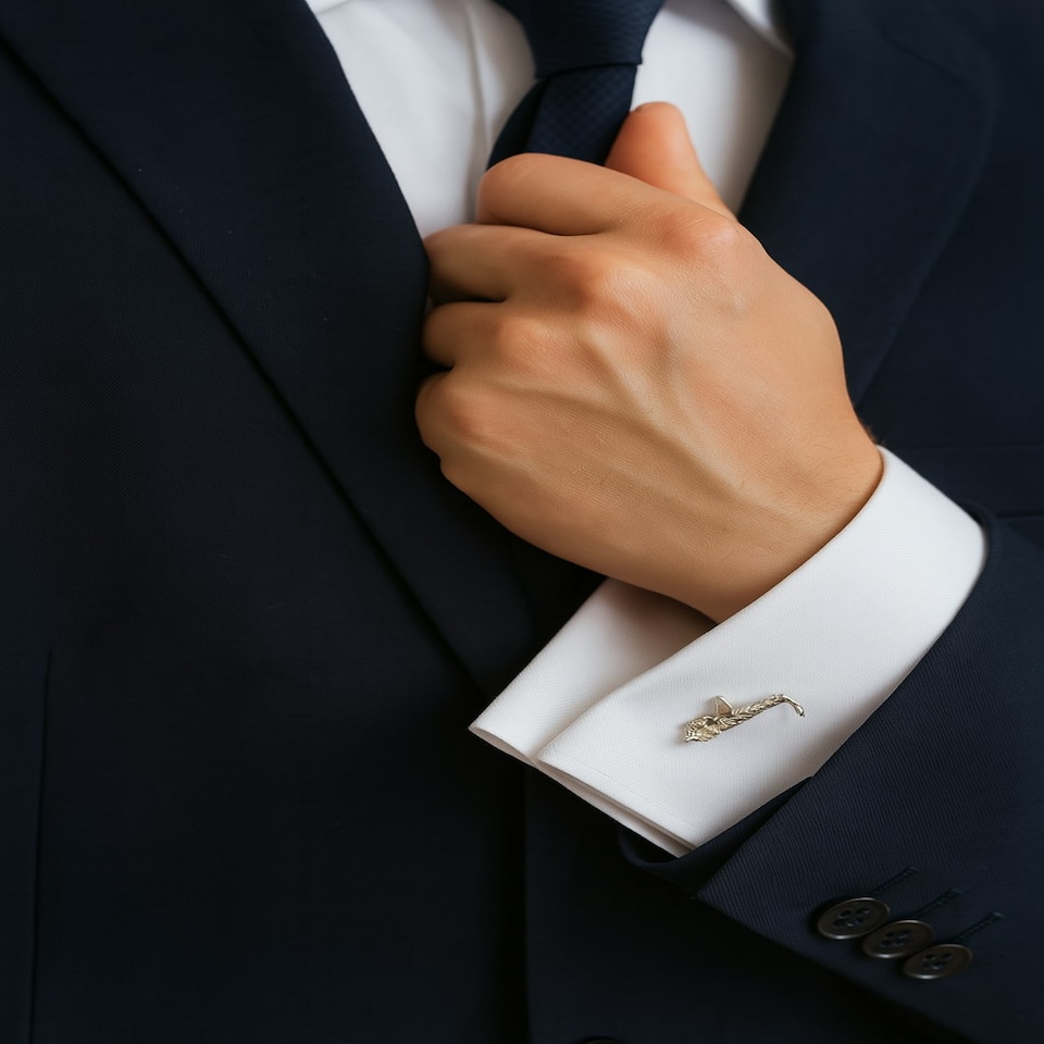 image 1 of Saxophone Cufflinks - Onyx Art CK130 Musician Novelty Cuffs