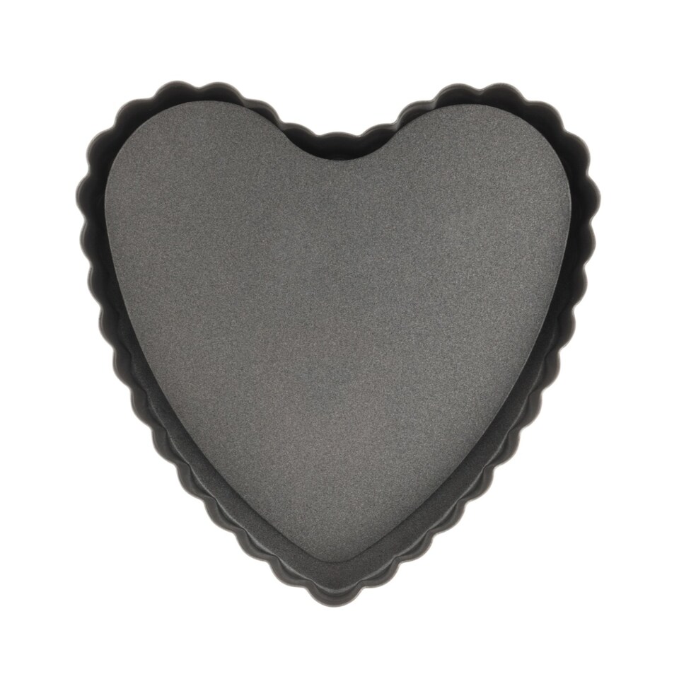 image 1 of Individual Tart Tin: 10cm Luxe Mini Heart Pan, Non Stick