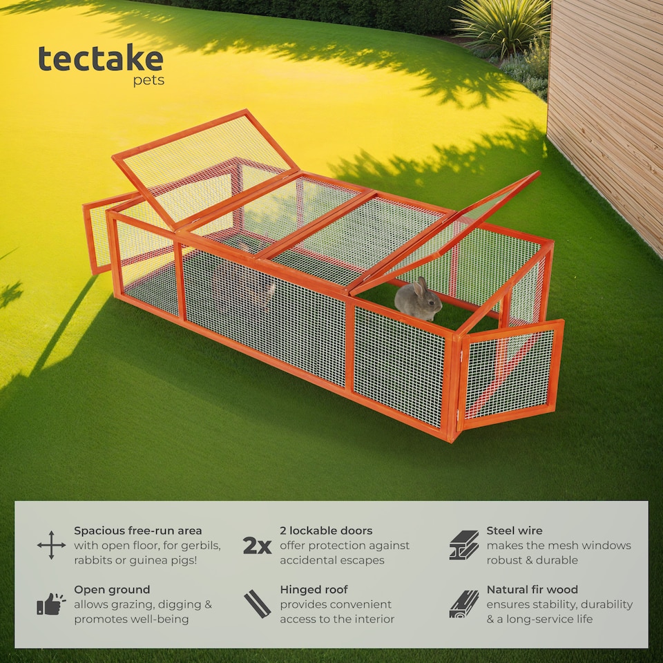 image 1 of Rabbit Run Mandy - wooden, with 2 roof openings, 2 doors, 181 x 90 x 48 cm | Brown | brown | 181 x 90 x 48 cm | 1