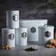 image 2 of Cooks Professional Kitchen Storage Set | 5-Piece | Bread Biscuit Tea Coffee Sugar | White & Silver