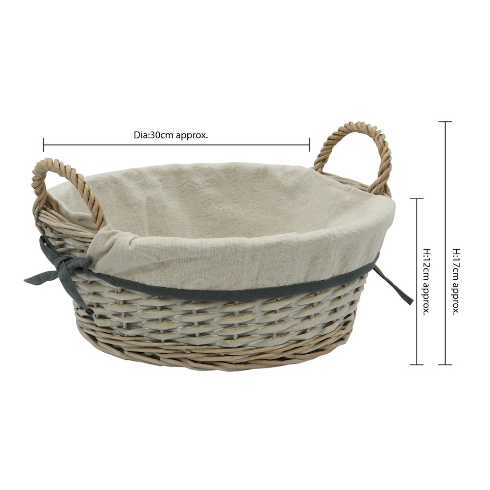 image 1 of JVL Arianna Round Willow Storage Baskets, Grey Wash Grey