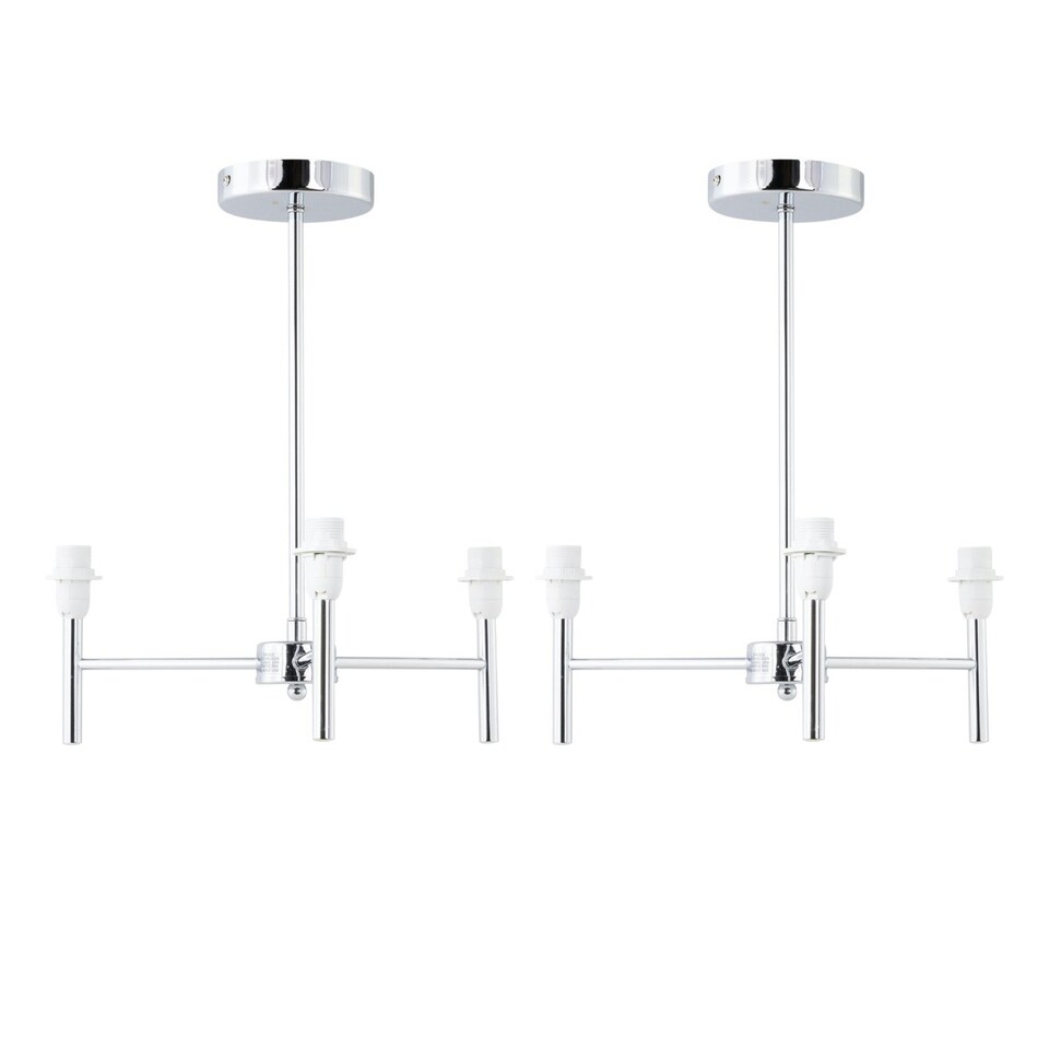 image 1 of Set of 2 Brea - Chrome 3 Arm Semi Flush Fittings Only Chrome