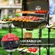image 6 of Outsunny Charcoal Barbecue Grill Portable BBQ with Lockable Lid, Vent, Red