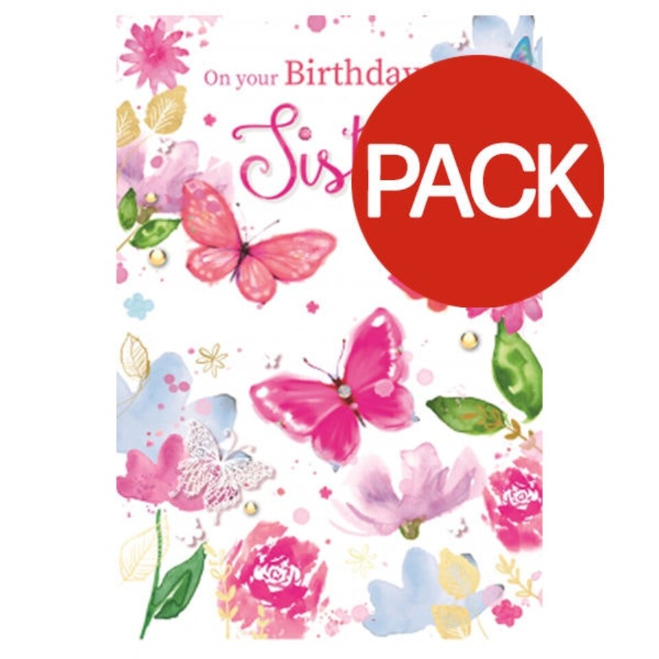 Simon Elvin On Your Birthday Sister Greetings Card (Pack of 6) - Multicoloured - One Size