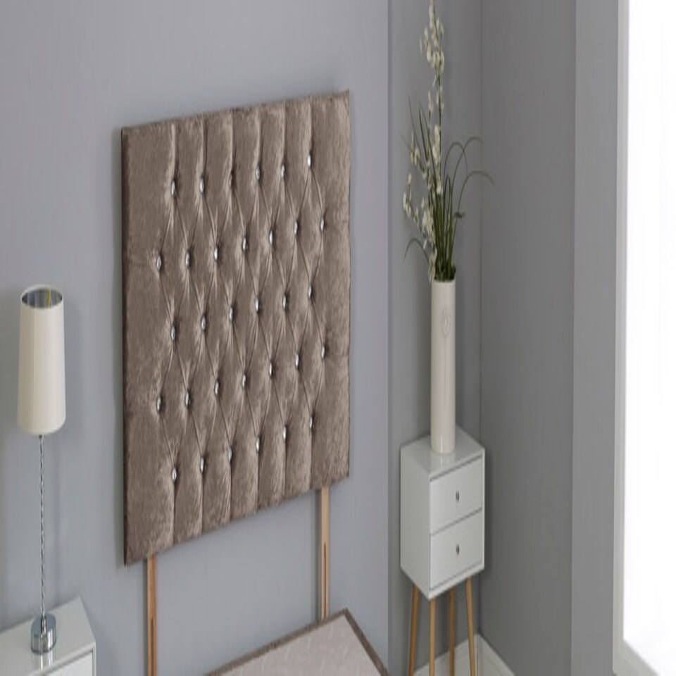 Truffle Crush Velvet Chesterfield Crystal Button Headboard | Multi | 4FT6 Double 20"inch Headboard