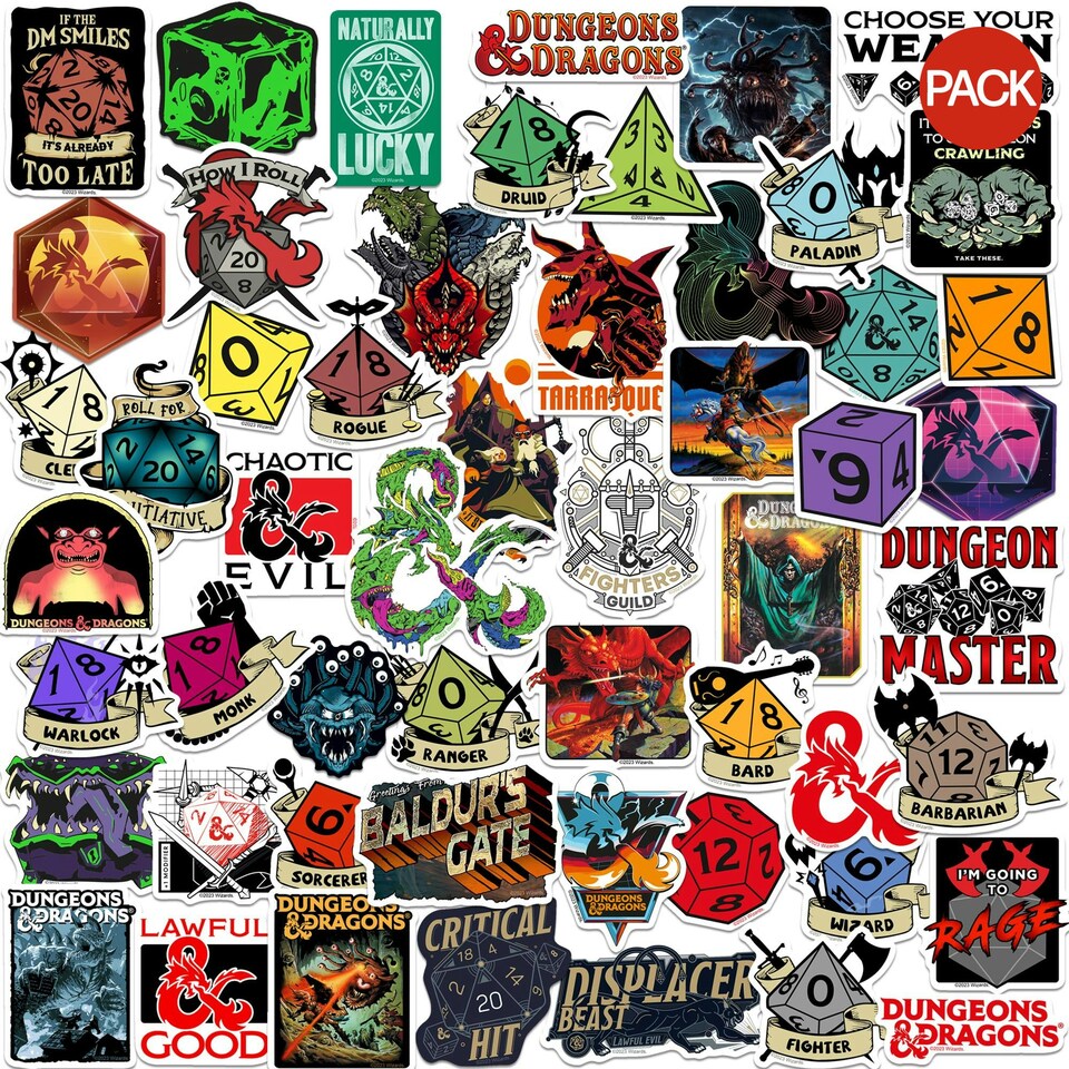 image 1 of Dungeons & Dragons Deluxe Stickers (Pack of 50) - Multicoloured - One Size