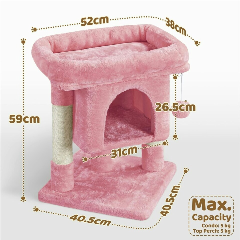 image 1 of Yaheetech 59 cm 2-Level Cat Tree with Condo Pink