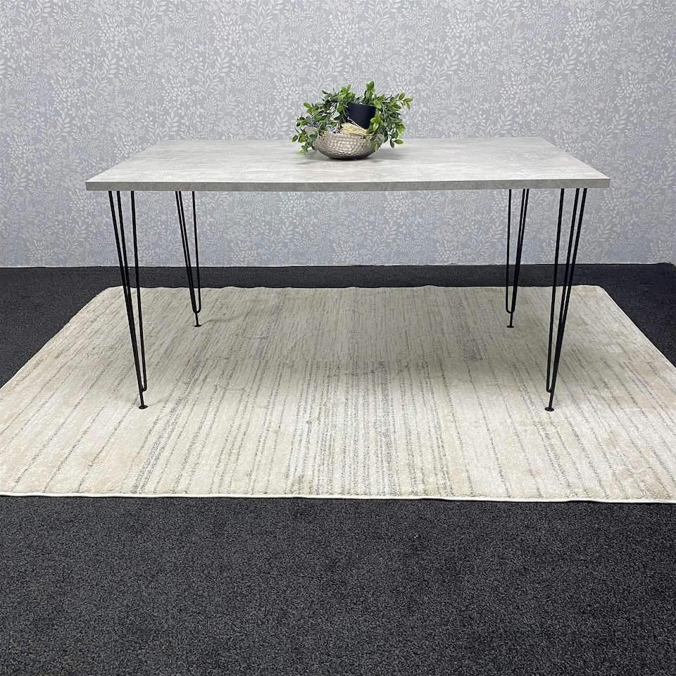 image 1 of Modern Grey Rectangular Dining Table with Hairpin Legs  Compact Kitchen & Dining Room Table (L140) Grey