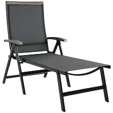 Outsunny Outdoor Folding Sun Lounger w/ Adjustable Backrest and Aluminium Grey