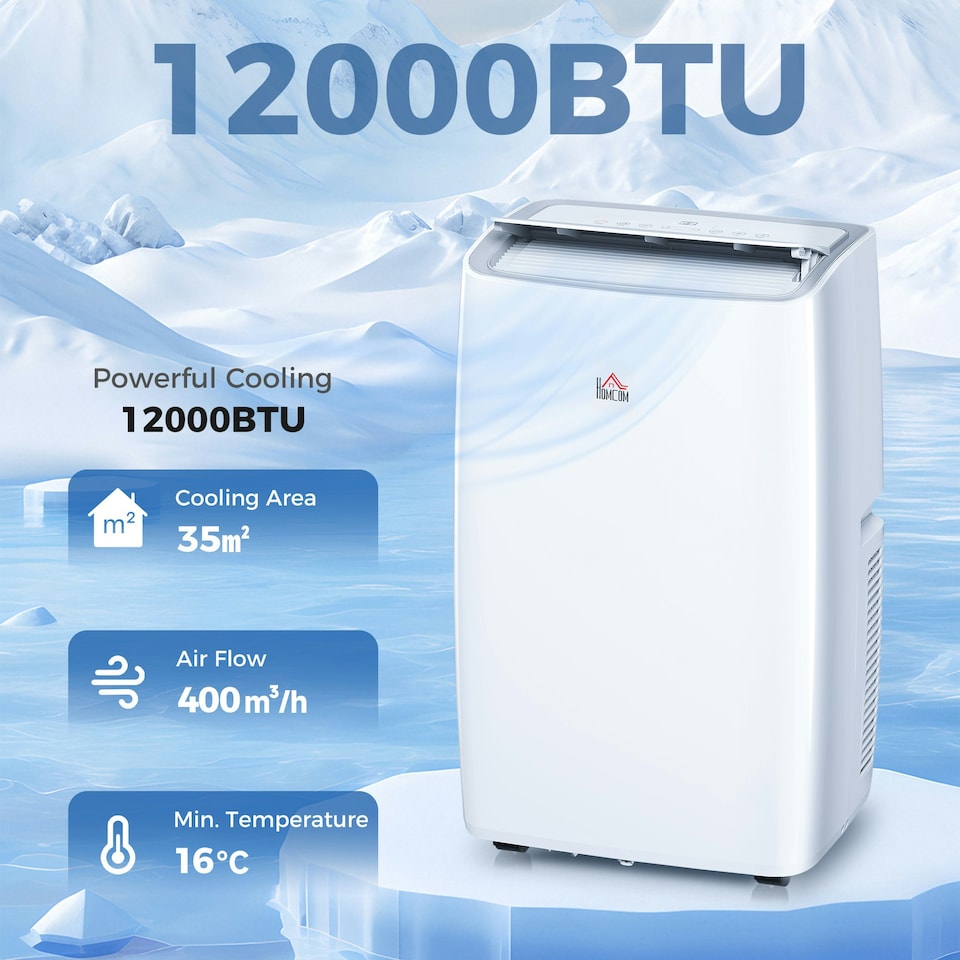 image 1 of HOMCOM 12,000 BTU Portable Air Conditioner Unit with Remote, 24H Timer, 35m²