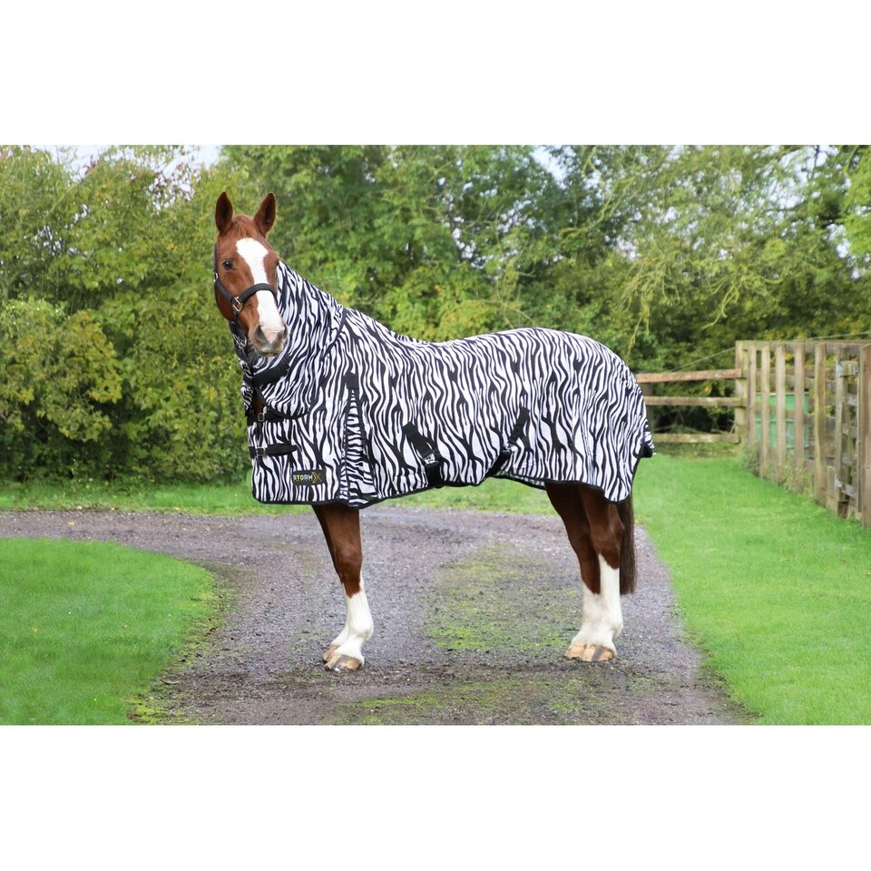 image 1 of Hy StormX Original Zebra Print Fly Rug - Black/White - 7ft