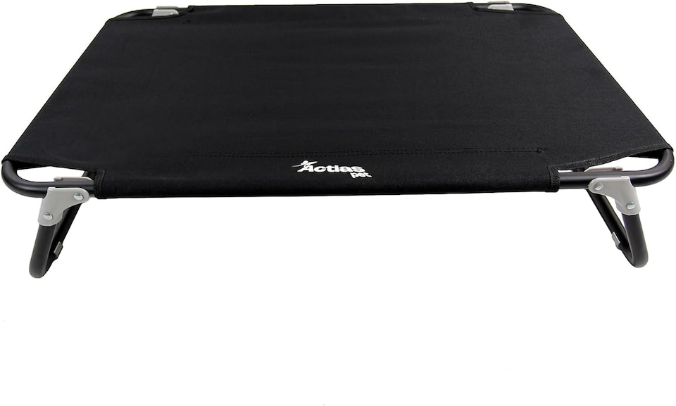 image 1 of Actiaspet Elevated Folding Dog Bed Indoor Outdoor Pet Cot Steel Frame (Black, Medium)