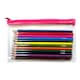 image 6 of Pack of 12 Colouring Pencils in Pink Zip Clear Pencil Case