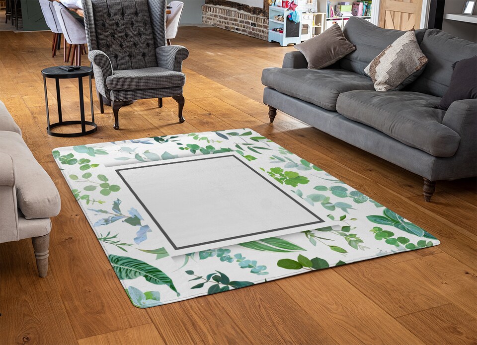 image 1 of Green Leaves Designer Rug | Multi