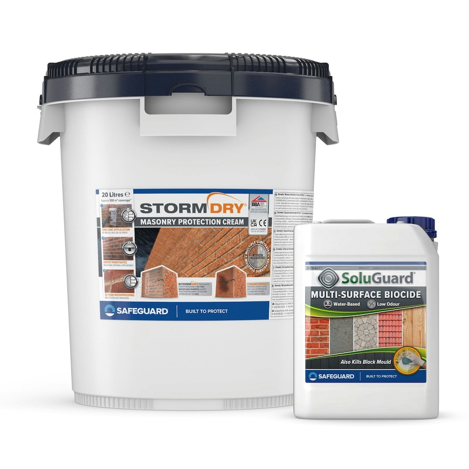 image 1 of Stormdry Masonry Waterproofing Cream 20L + Soluguard Biocide - for Full Home Protection