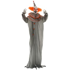 HOMCOM 183cm 72 Orange Classic Clown Outdoor Halloween Decoration, Halloween Animatronic with Sound Activated, Light Up Eyes, Sound Effects, Animated Prop for Haunted House