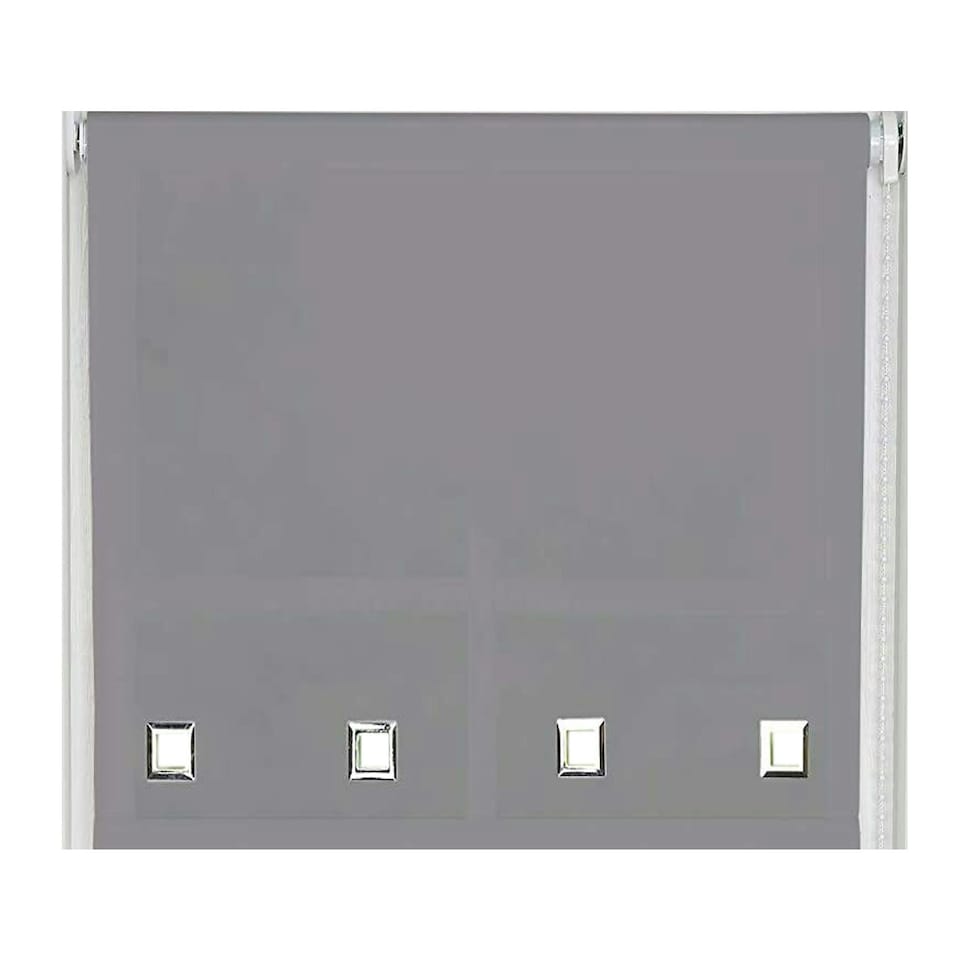 image 1 of 95cm Slate Grey Square Eyelet Edge Roller Blind | Grey | Grey