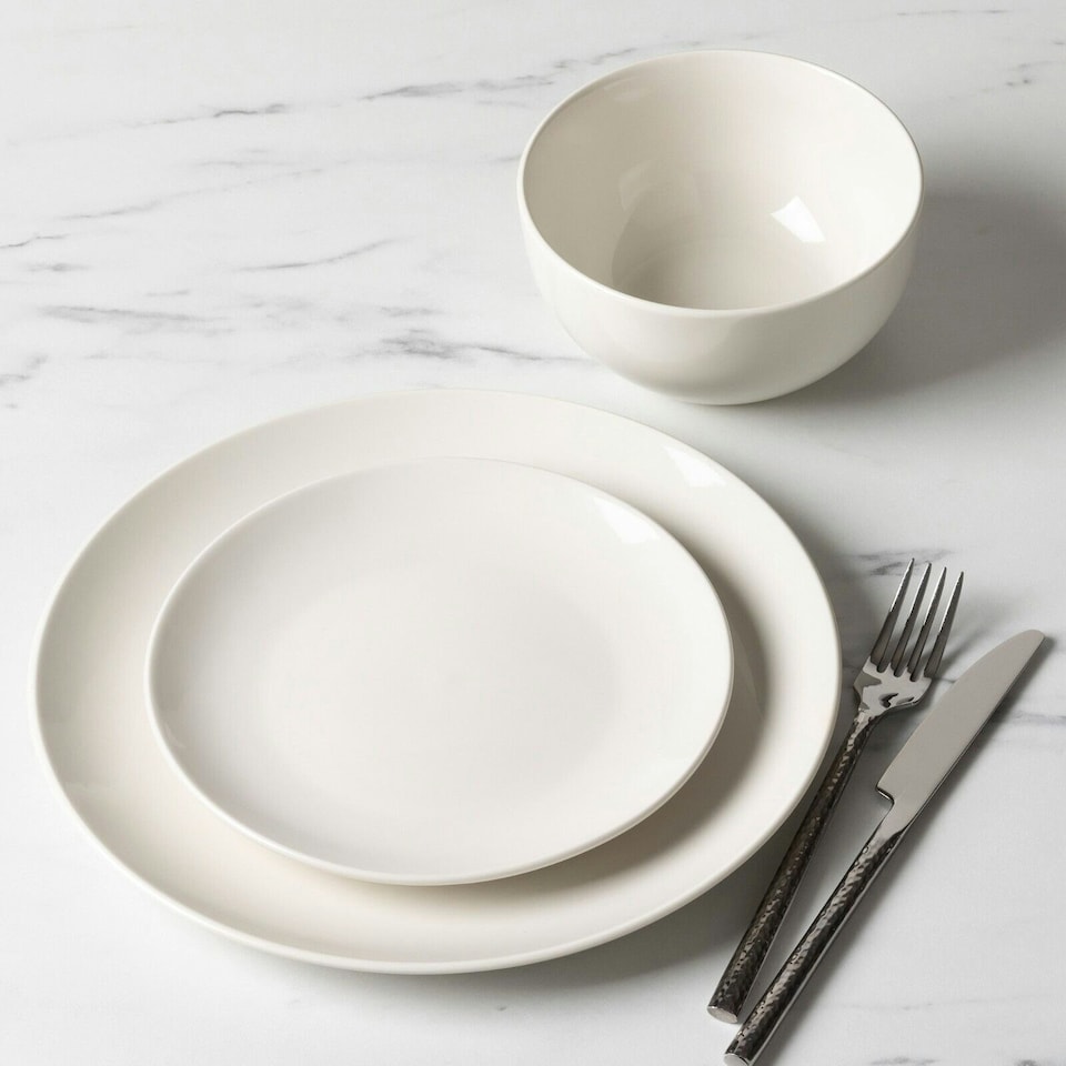 image 1 of Carnaby 12 Piece Dinnerware Porcelain White Dinner Set Tabeleware for 4