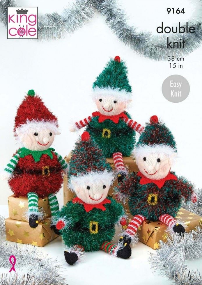 King Cole Big Value DK & Tinsel Chunky Knitting Pattern 9164, Toys - 38 cm - Easy