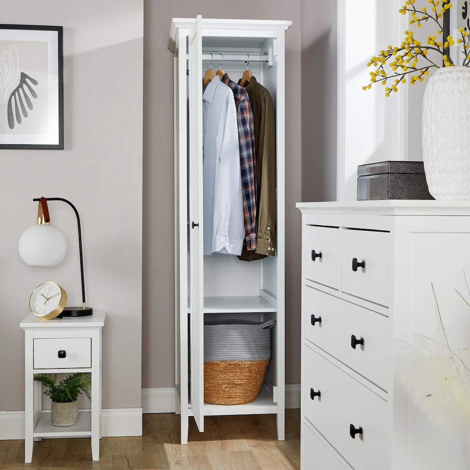 image 1 of Bellevue 1 Or 2 Door Wardrobe MDF Bedroom Furniture White | White