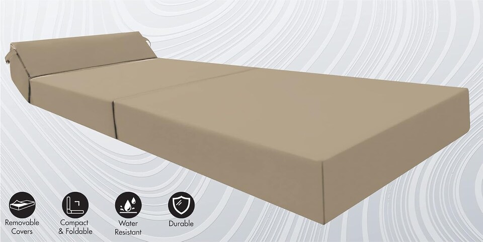 image 1 of Fold Out Z Bed Chair Sofa Lounger With Pillow Beige