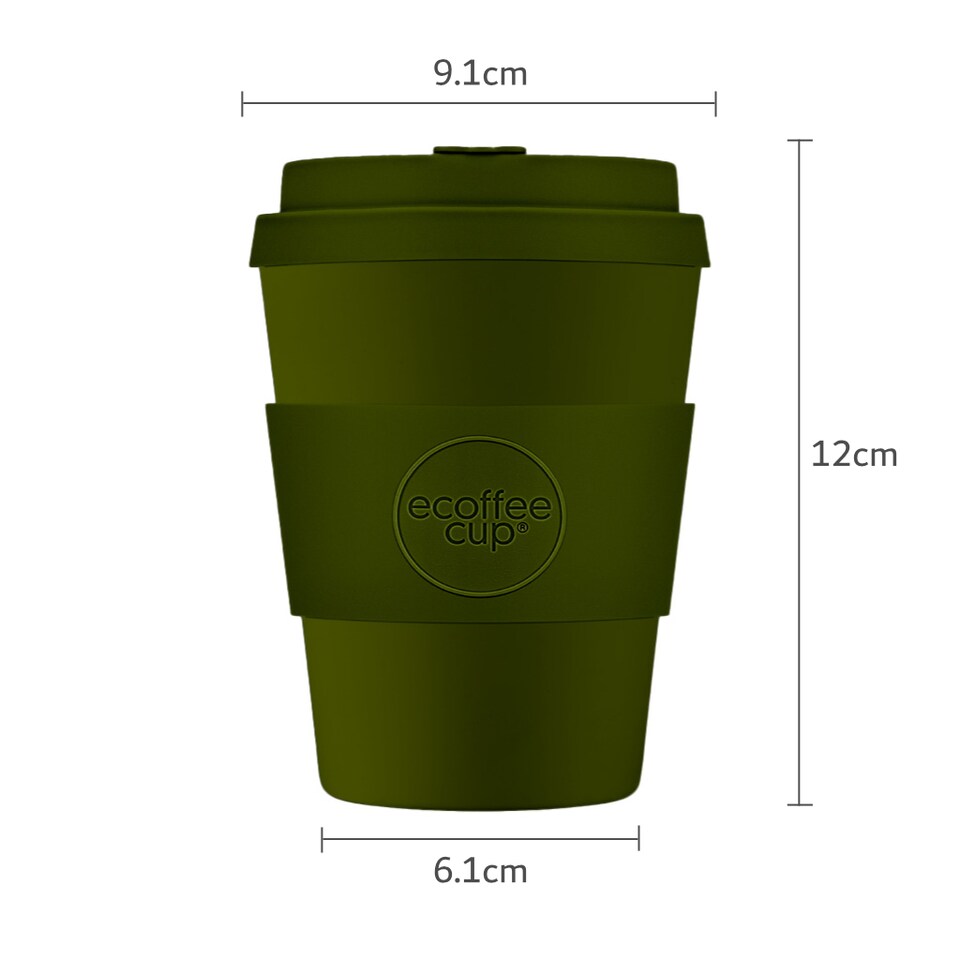 image 1 of Ecoffee Cup 12oz 350ml Reusable, Plant Based Coffee Cup with Silicone Lid & Sleeve - Oberon