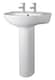 image 1 of Adley Round 2 Tap Hole Basin & Full Pedestal 550mm White Pillar Tap | White | White | 475 x 550 x 840mm