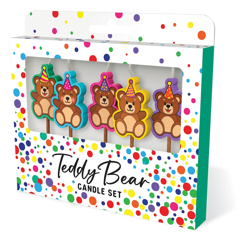 image 1 of Novelty Birthday Cake Candle Set - Teddy Bear
