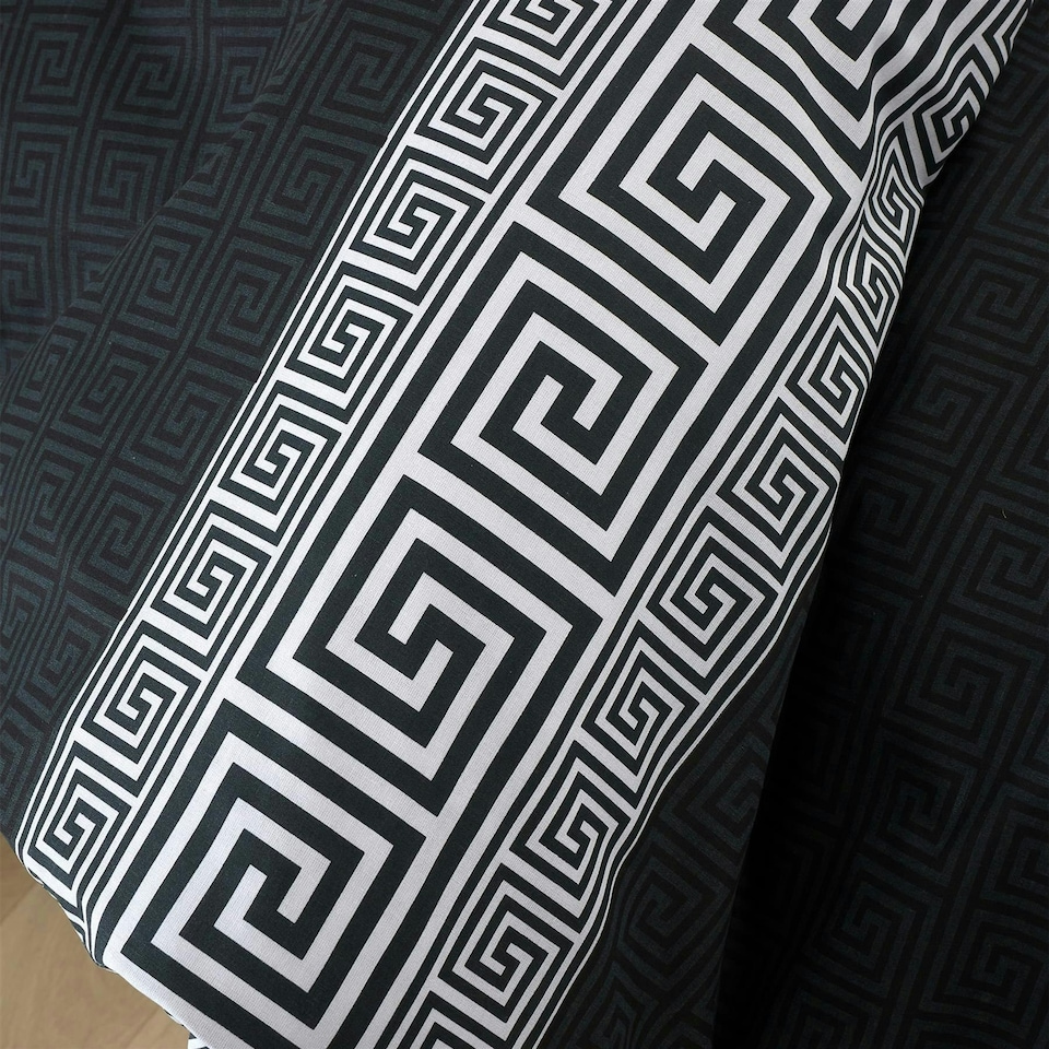 image 1 of Catherine Lansfield Artemis Greek Key Duvet Cover Set - Black Black | King