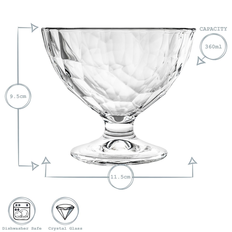 image 1 of Bormioli Rocco Diamond Ice Cream Bowls - 360ml - Pack of 6 | Clear | Clear