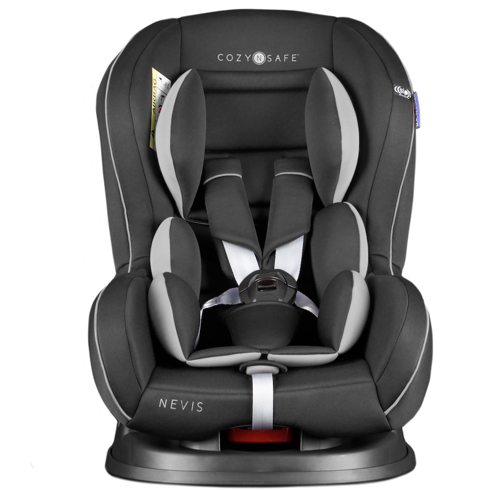 image 1 of Cozy N Safe Nevis Group 0+1 Car Seat 0-18kg, Rear & Forward Facing, 5 Point Harness, Reclining Baby Toddler Car Seat, Side Impact Protection, Birth to 4 Years (Black/Grey)