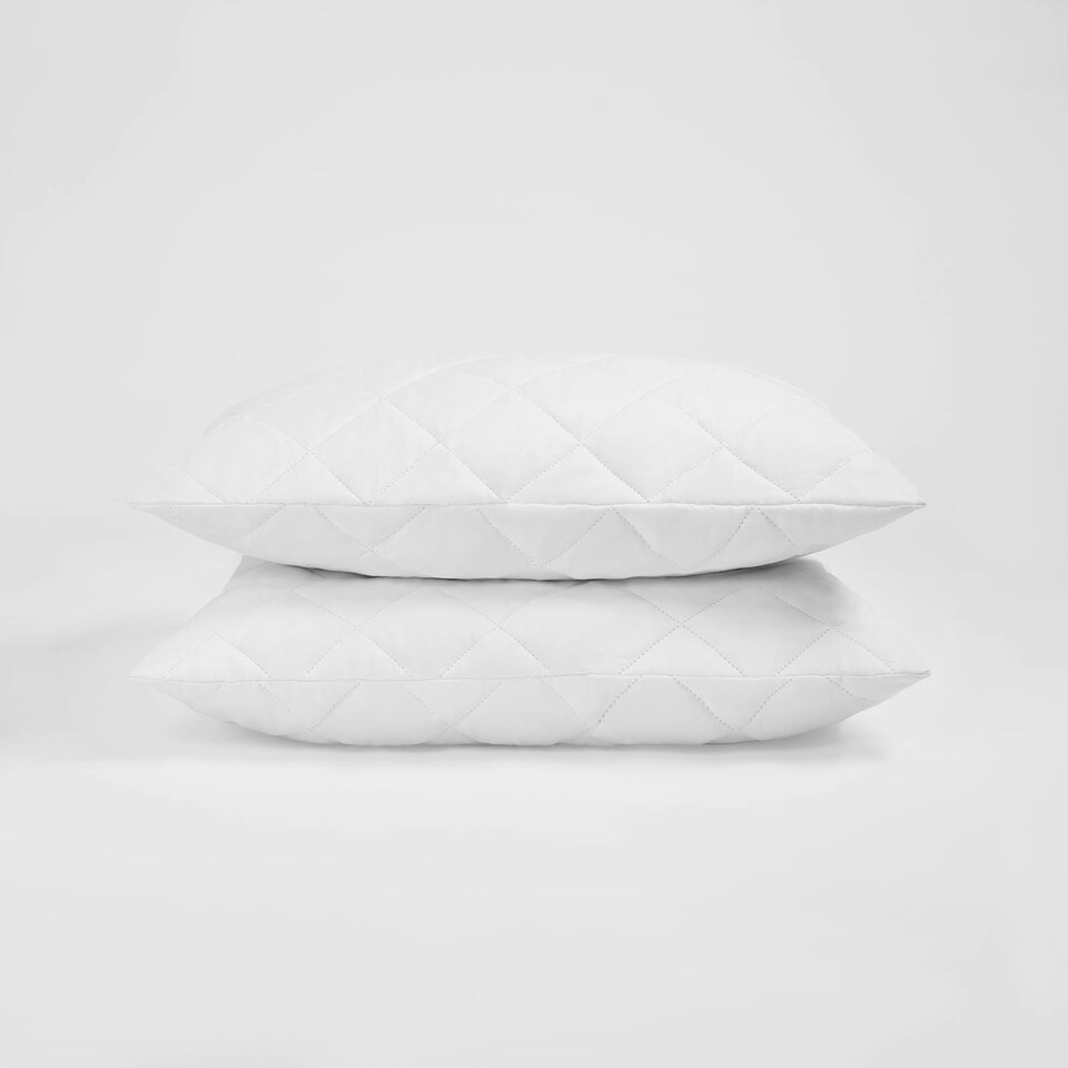image 1 of OHS 2 x Pinsonic Quilted Soft Touch Cushion Cover Pillow Protector, 48x74cm - White