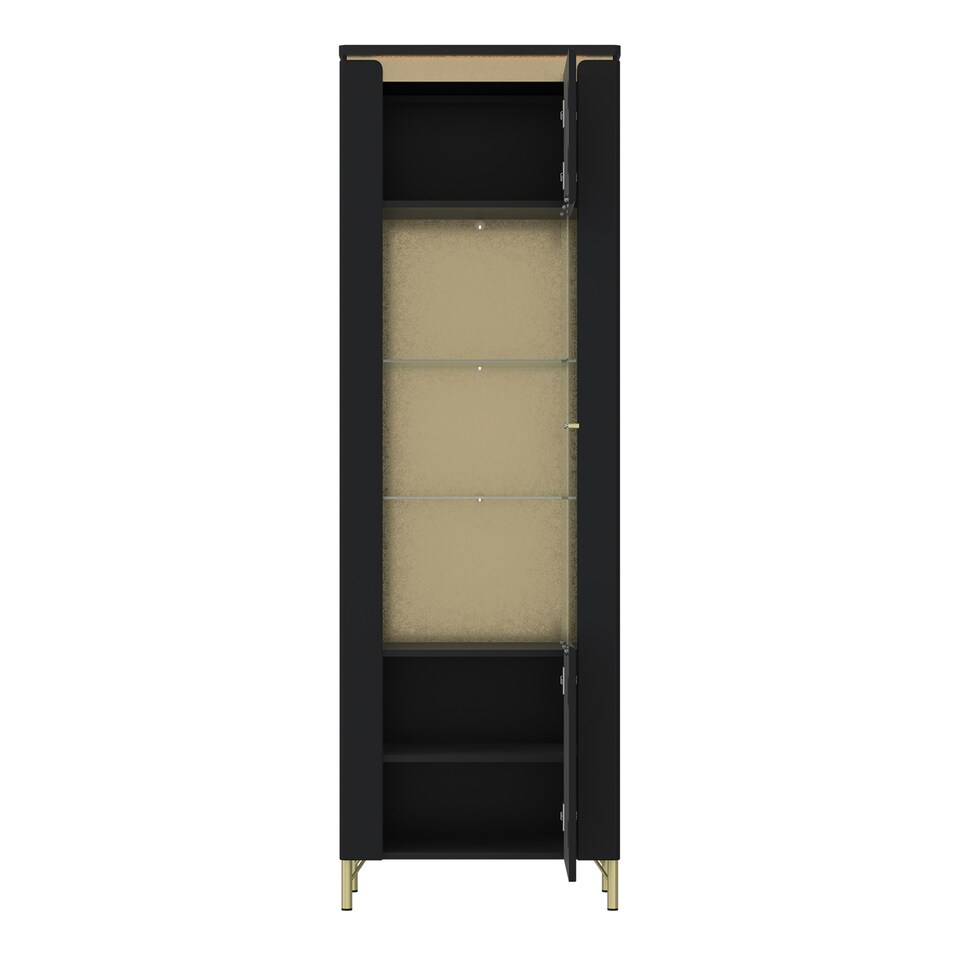 image 1 of Genoa Vitrin 1 Door in Black Matt/Gold