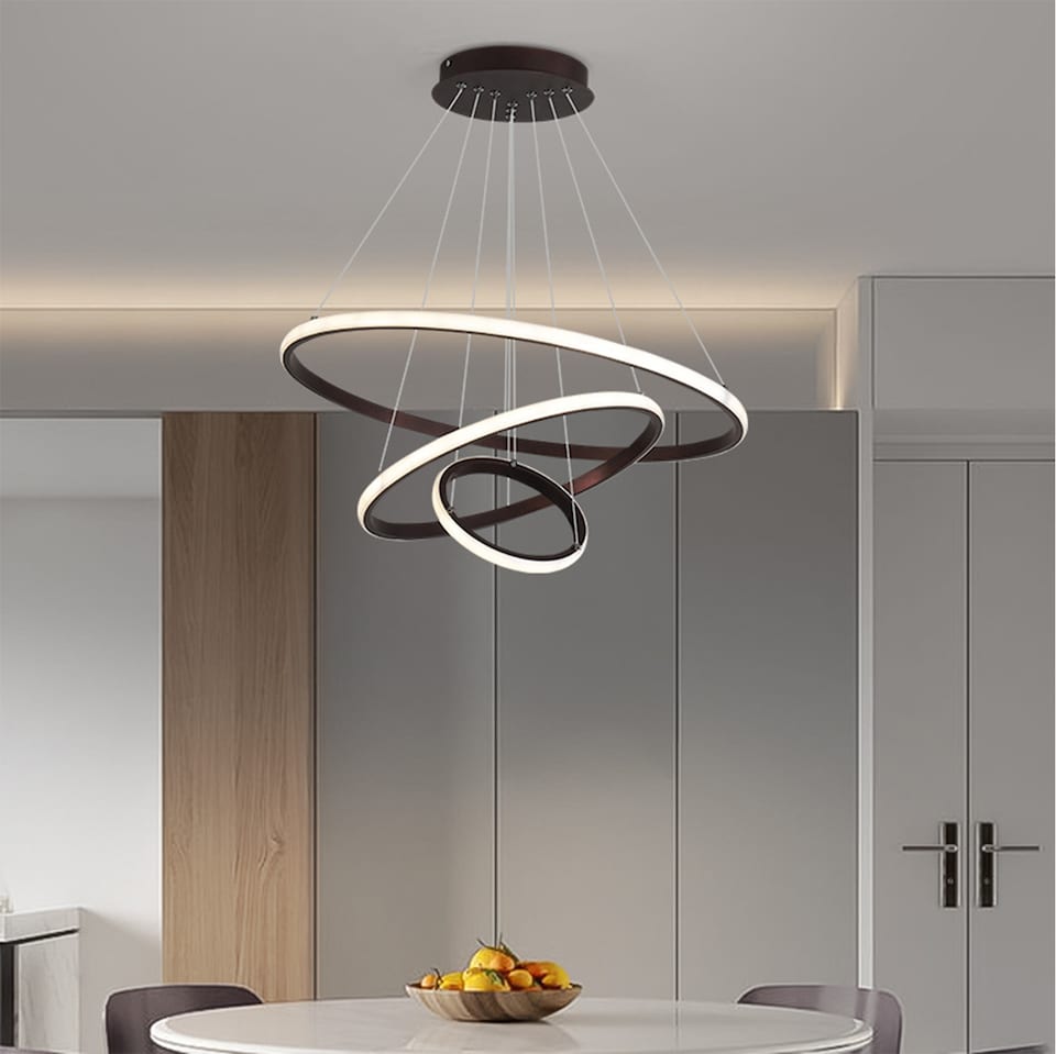 image 1 of Black Chandelier LED Circle Modern Luxury 3 Rings (20+40+60cm)