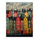 image 3 of Townhouse Row Bright Coloured Streets City Black Framed Wall Art Print A4