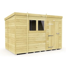 11 x 7 Feet Pent Shed - Single Door With Windows - Wood - L214 x W329 x H201 cm | Brown