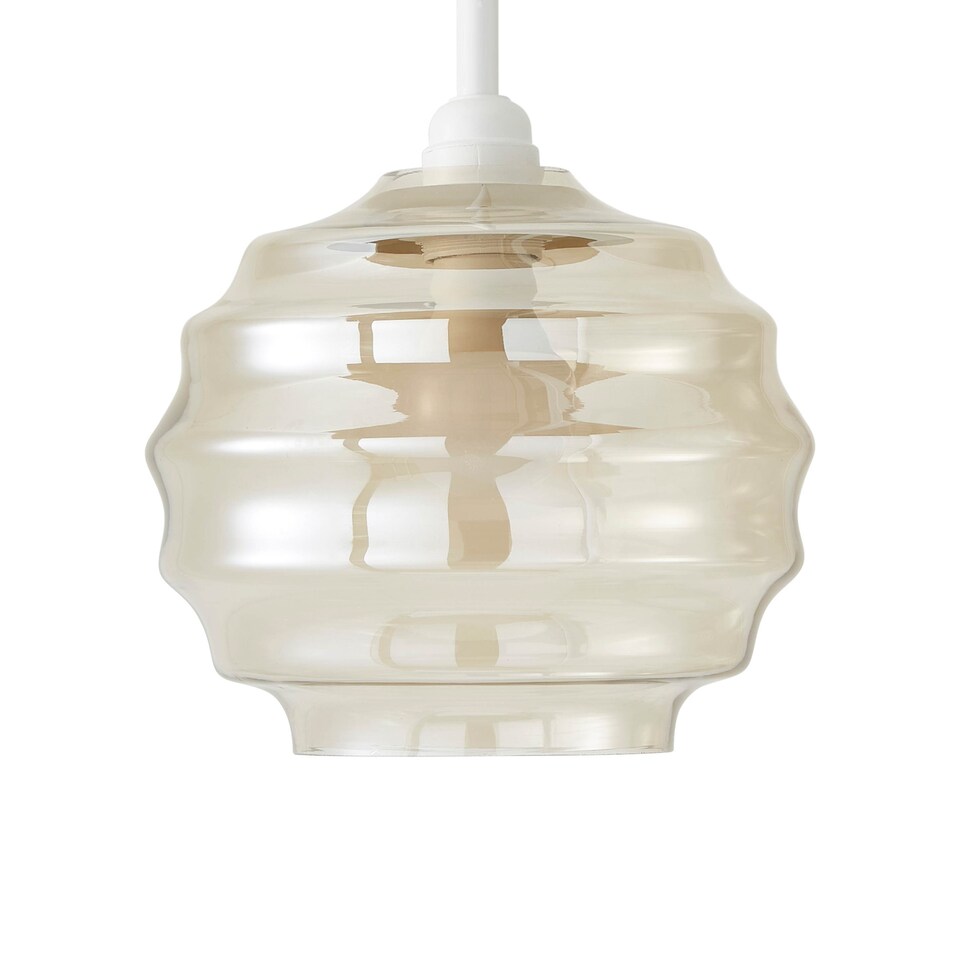 image 1 of ValueLights Patty Champagne Bubble Glass Easy Fit Lamp Shade | Cream