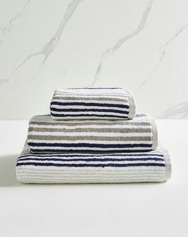 image 1 of Merlin Striped Hand Towel - Navy/Grey
