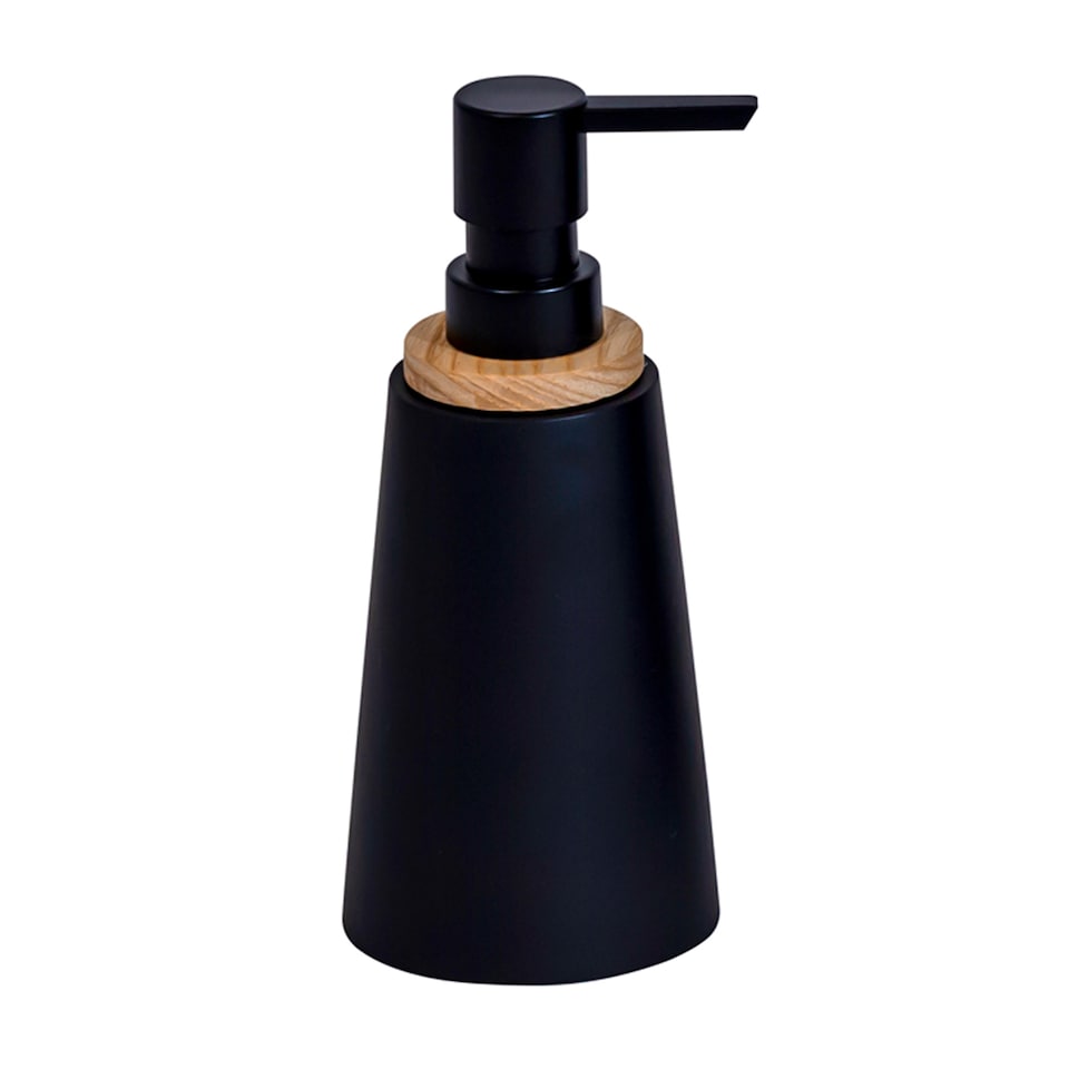 image 1 of Showerdrape Sonata Black & Bamboo Liquid Soap Dispenser | Black | Black | 1