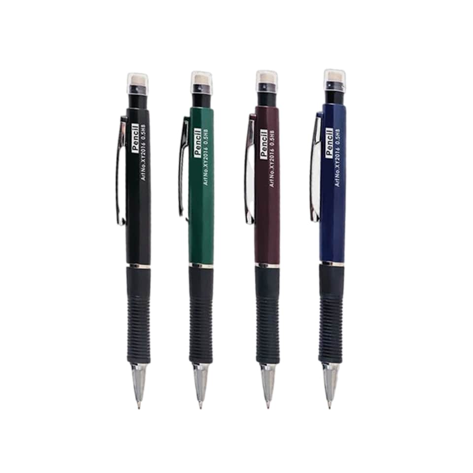 image 1 of Pack of 4 0.7mm Pen Style Mechanical Pencils With Eraser
