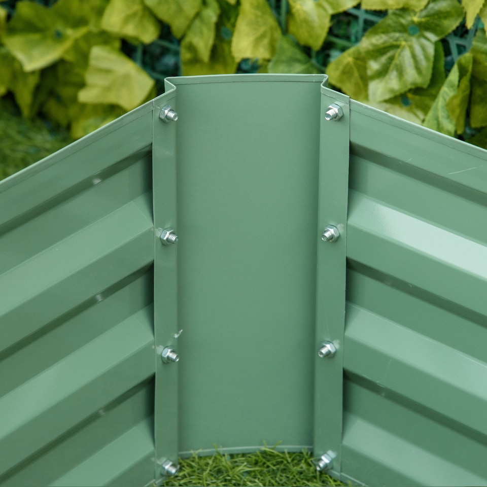 image 1 of Outsunny Set of 2 Raised Garden Bed Galvanised Planter Box Easy Setup Green | Green | Green