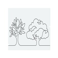 line drawing of trees Designer Splash Back | White