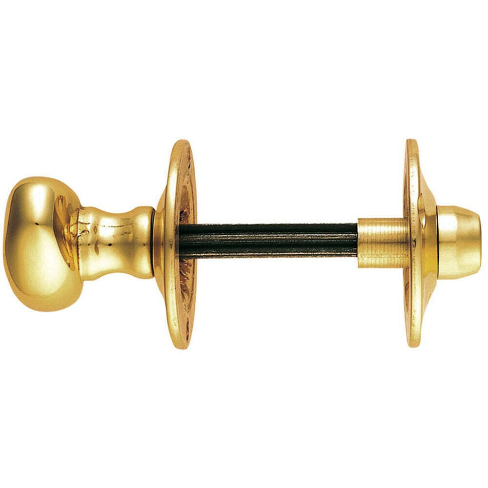 Loops Oval Thumbturn Lock With Coin Release Handle 32 70mm Spindle Polished Brass in Metallics