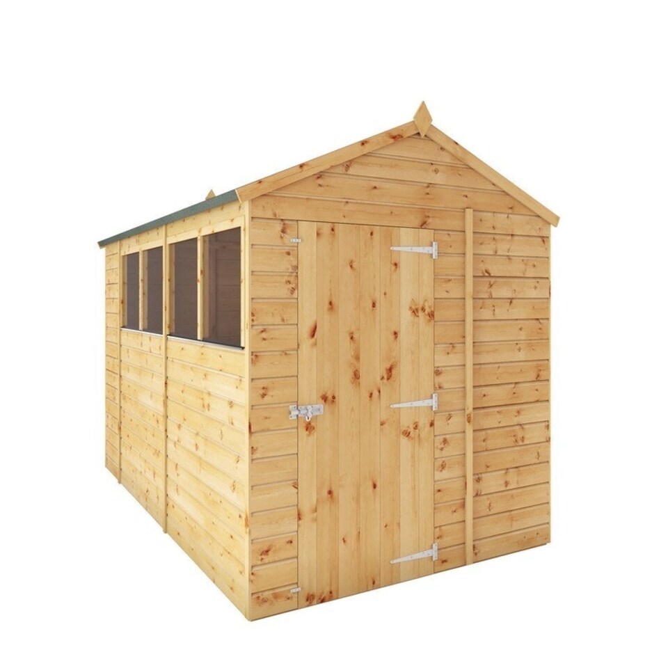 image 1 of 10 x 6 Feet Shiplap Apex Shed - Timber - L296.6 x W190.5 x H222.2 cm - Brown Brown