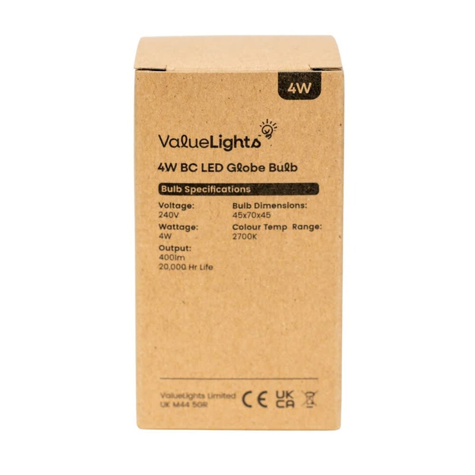 image 1 of ValueLights 6 Pack B22 White Globe Light Bulbs | White