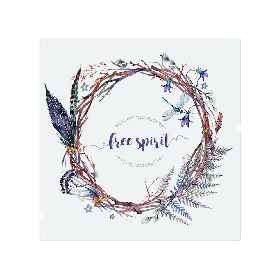 image 1 of Watercolor Boho Wreath Splash Back | White