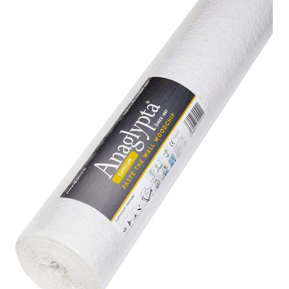 image 1 of Anaglypta Woodchip Textured Wallpaper - White - One Size