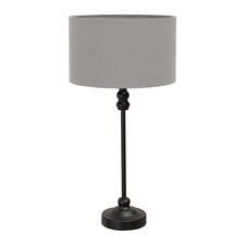 ValueLights Maggie Black Candlestick Table Lamp Grey Shade | Black