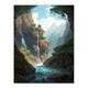 image 3 of Fortress On Waterfall Cliff Concept Art Black Framed Wall Art Print A4
