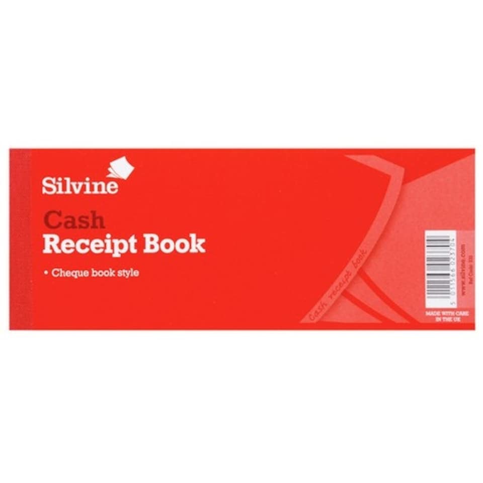 image 1 of Silvine Cheque Book Style 40 Sheets Receipt Book - Red - 3in x 8in